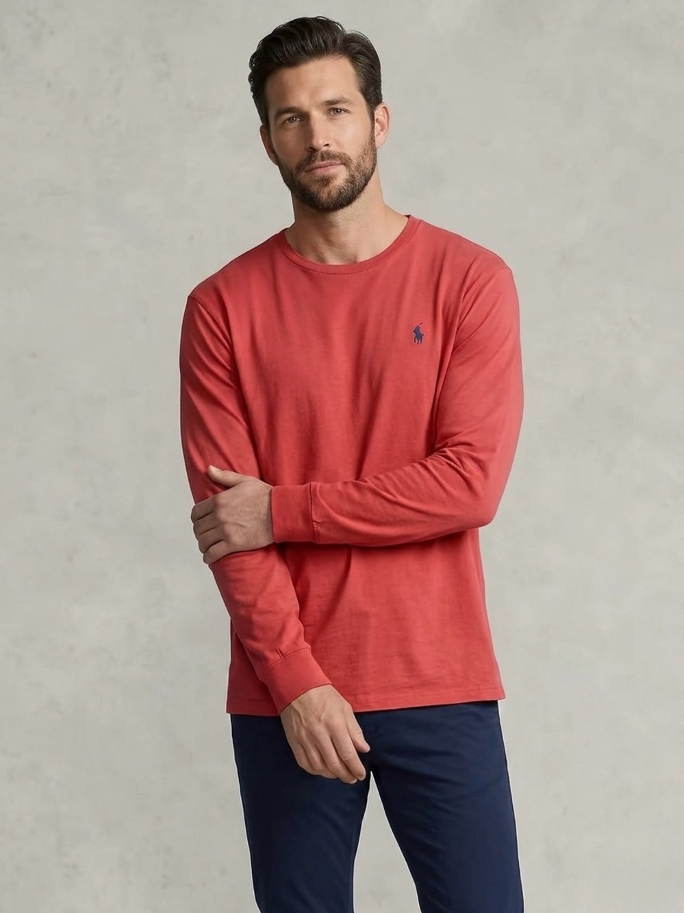 Polo Ralph Lauren Men's XL Long Sleeve Crewneck T-Shirt Coral Red Cotton